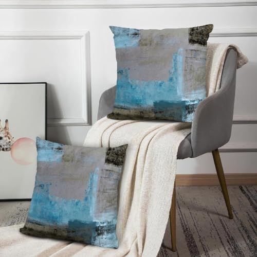 Alricc Teal and Brown 20x20 Pillow Covers Set of 2