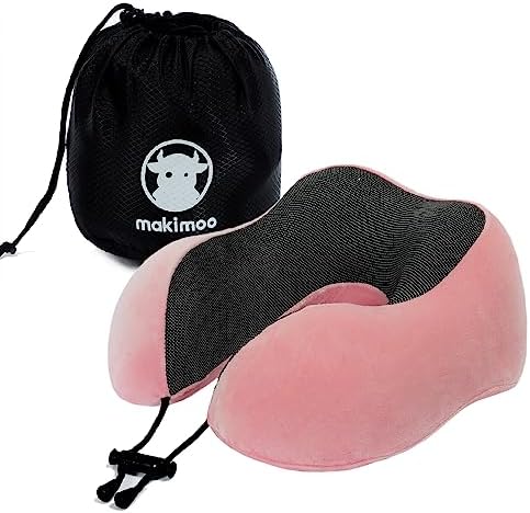 Makimoo Memory Foam Travel Pillow with 360-Degree Head Support