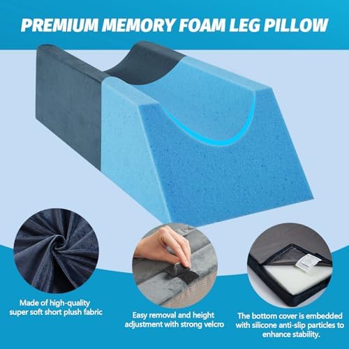 JOYWOO Memory Foam Leg Elevation Pillow - 4 Height Options Removable Washable Cover