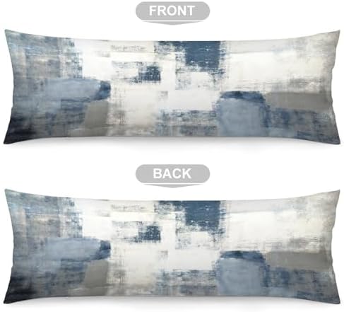 Grey Blue Abstract Art Body Pillow Cover with Zipper 20x54