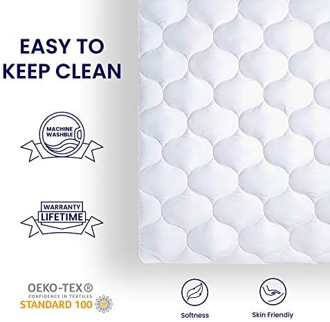 SLEEP ZONE Mattress Pad Protector Quilted Elastic 21 Inch Deep White