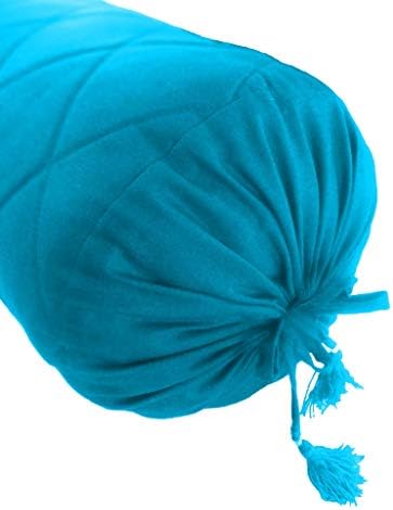 Turquoise Blue Quilted Bolster Pillowcase Cover - 9 x 24 Cotton Removable