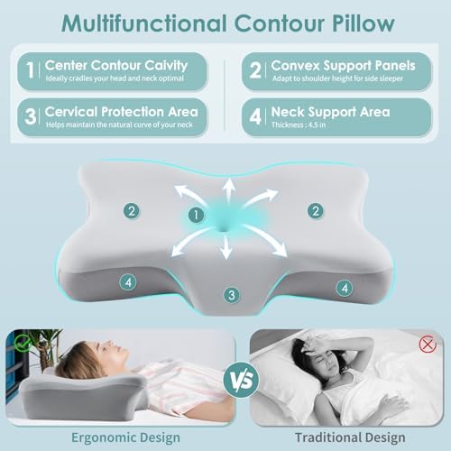Silkena Cervical Neck Pillow for Back and Side Sleepers
