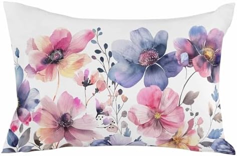 Waterproof Pillow Protectors 2 Pack with Zipper and Wildflower Design