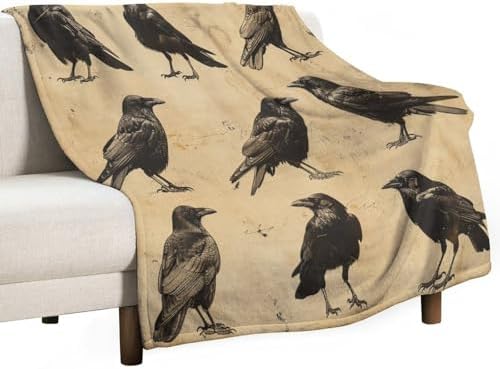 HDESDIS Farmhouse Crow Flannel Throw Blanket 30x40 Inch