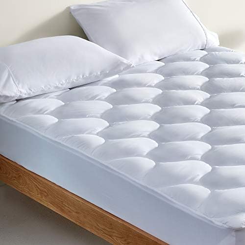 SLEEP ZONE Mattress Pad Protector Quilted Elastic 21 Inch Deep White