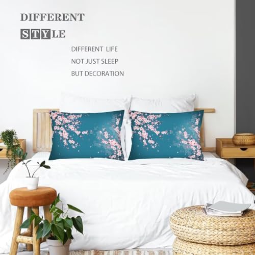 TOKILIAR Cherry Blossom Queen Pillowcase Set of 2