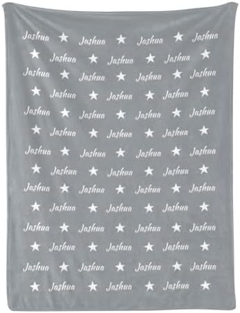 Customizable Name Blanket with Star - Flannel Throw for Birthday Christmas