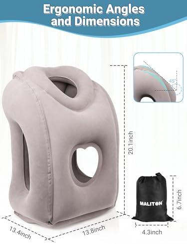 Maliton Inflatable Travel Pillow for Airplane Comfort Neck Support
