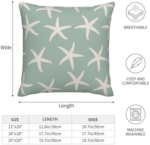 Coastal Pillow Covers 18x18 Blue Starfish Set of 2