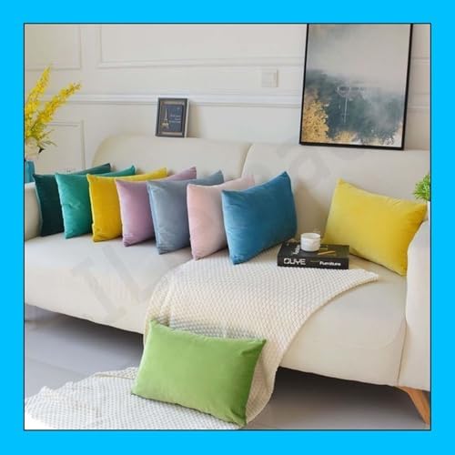 ZEaink Decorative Pillow Covers with Zipper 12x18 in Blue 1