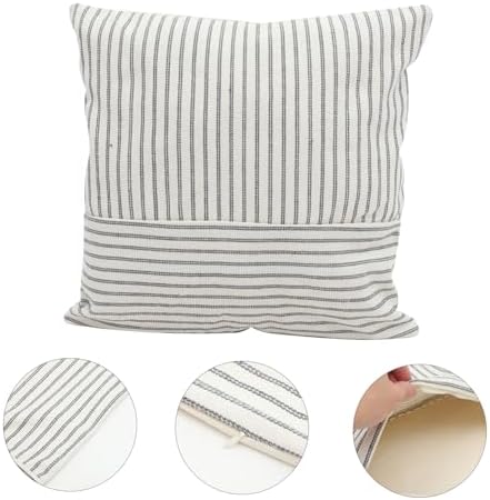 HOOTNEE 2pcs Cotton Linen Throw Pillow Covers Grey