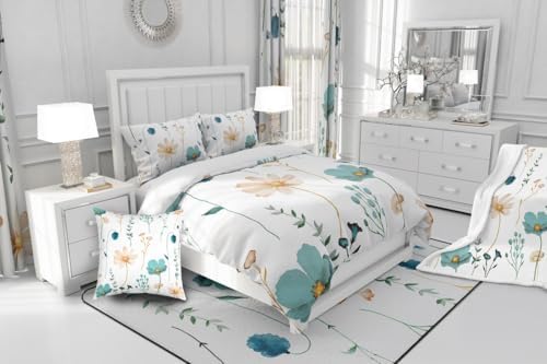Erosebridal Watercolor Floral Duvet Cover Set Twin