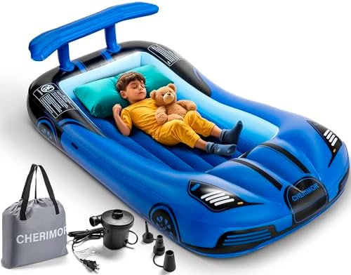 CHERIMOR Inflatable Toddler Travel Bed with Carry Bag and Safety Bumpers