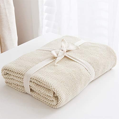 Cream Cotton Cable Knit Throw Blanket - 60x80 Beige