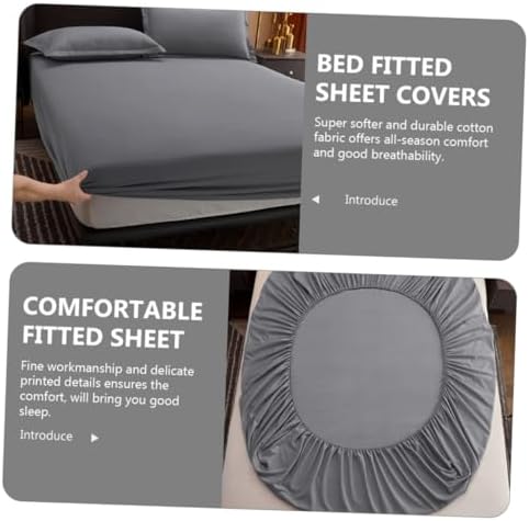 Elastic Fitted Mattress Cover Slip Protector Grey Cotton Bed Sheet