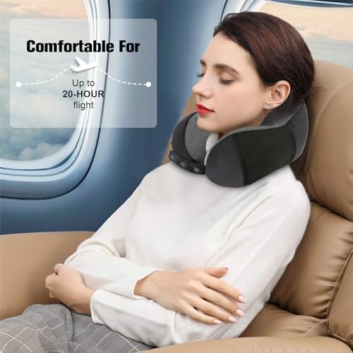 Adjustable Memory Foam Neck Pillow with Eye Mask and Earplugs