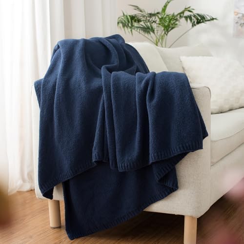 Carriediosa Wool Blend Knit Throw Blanket - Indigo Blue