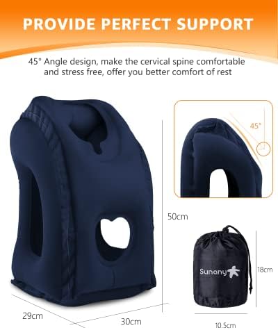 Sunany Inflatable Travel Pillow with Eye Mask and Earplugs Blue 1