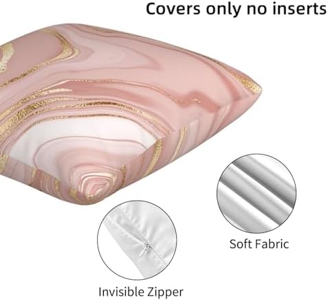 Pink Gold Marble Throw Pillow Covers Set of 2