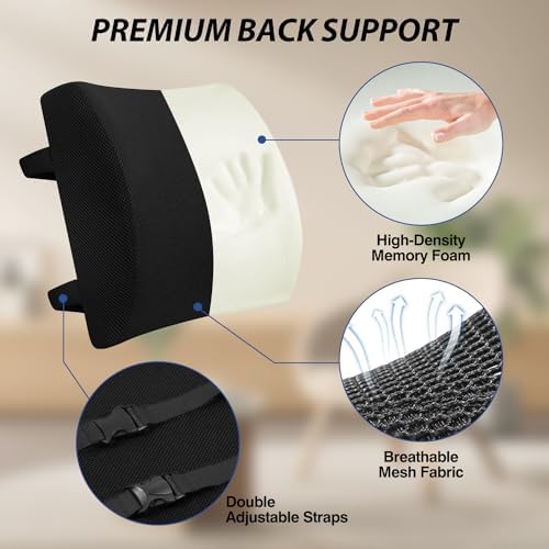 Monomi Lumbar Support Pillow - Black Office Car Use