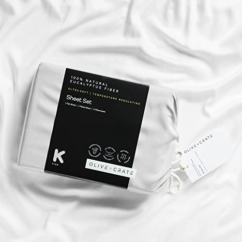 Olive Crate Eucalyptus King Size Sheet Set - Cooling Hypoallergenic