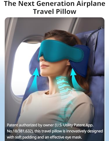 Inspireyes Dark Grey Travel Pillow with Eye Mask