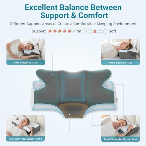 Elviros Cervical Neck Pillow for Sleep Relief