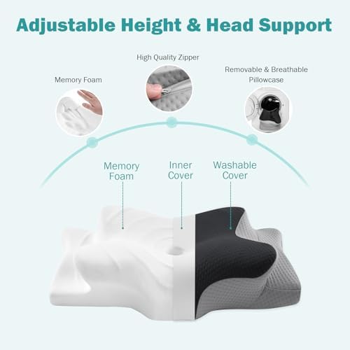 Hansleep Adjustable Cervical Pillow for Neck Pain Relief