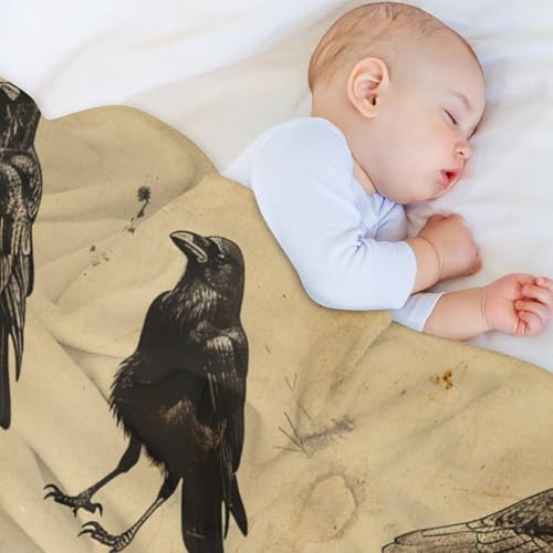 HDESDIS Farmhouse Crow Flannel Throw Blanket 30x40 Inch