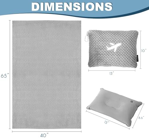 Nenolix Travel Blanket Set with Pillow and Carry Bag
