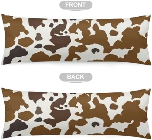 YUDILINSA Cow Print Body Pillow Cover 20x54 Zipper Decorative