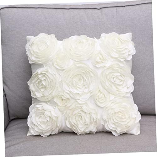 Invisible Zipper Square Pillow Cover with 3D Rose Design