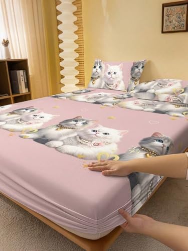 Fuver Cat 23 Pcs Microfiber Fitted Sheet Set