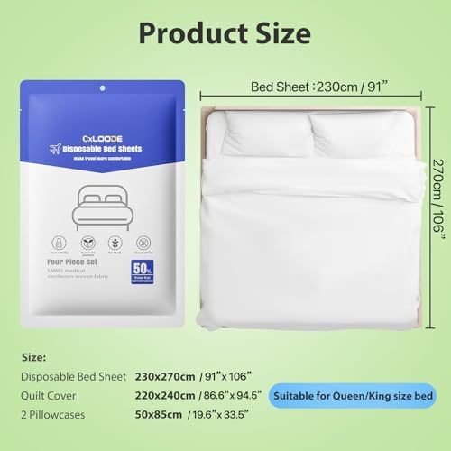 CxLoode 2 Pack Disposable Bed Sheet Set