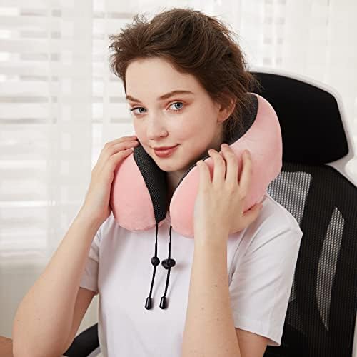 TALLGO Travel Pillow with Memory Foam Support Pink 1
