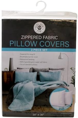 Zippered Fabric Pillow Protectors - 20x30 Non-Woven Breathable Covers