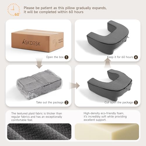 AskDesk Extra Large Reading Pillow with Armrest and Side Pockets