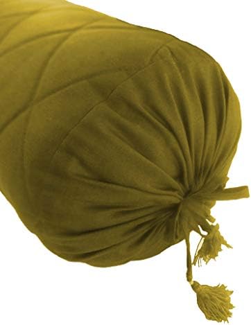 Olive Green Cotton Quilted Bolster Pillowcase - 9 x 24 Removable Cover
