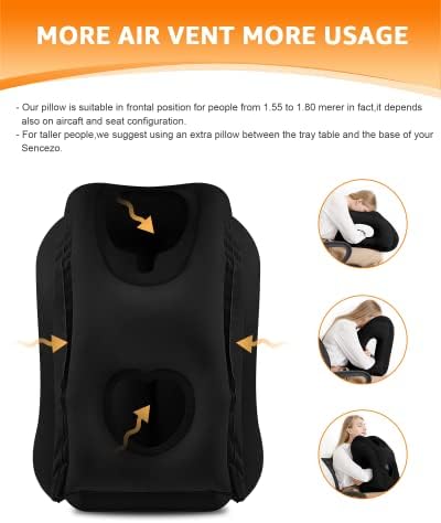 Sunany Inflatable Travel Pillow with Eye Mask and Earplugs Black