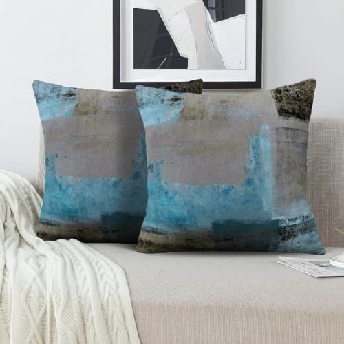 Alricc Teal and Brown 20x20 Pillow Covers Set of 2
