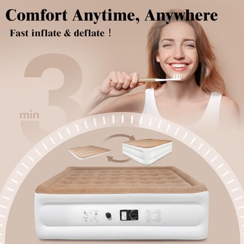 Etto Queen Air Mattress with Built-in Pump 650lb Max