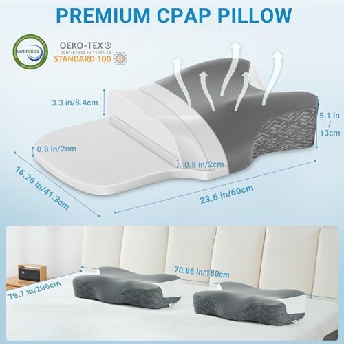 Elviros Cervical Pillow for Neck Pain Relief and CPAP Mask Comfort