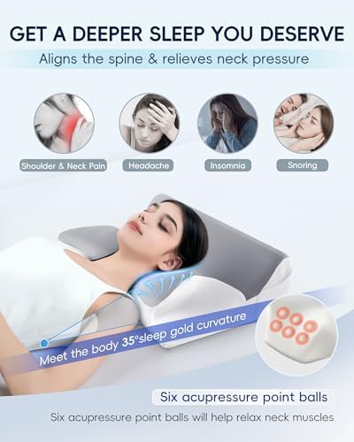 COMROLA Memory Foam Neck Pillow for Pain Relief and Comfort