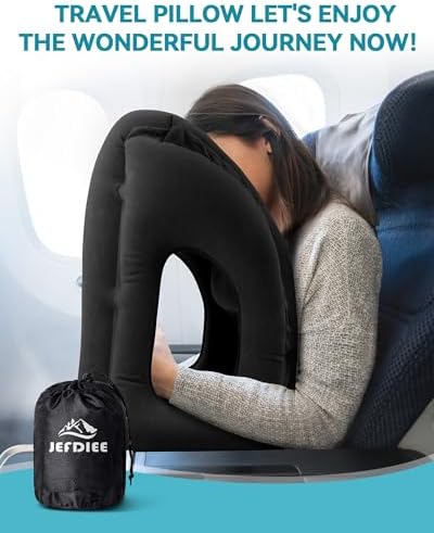 JefDiee Inflatable Travel Pillow for Airplanes