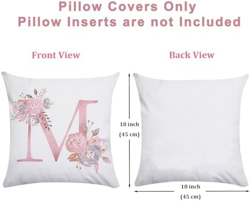 Pink Alphabet Throw Pillow Covers 18x18 Inch