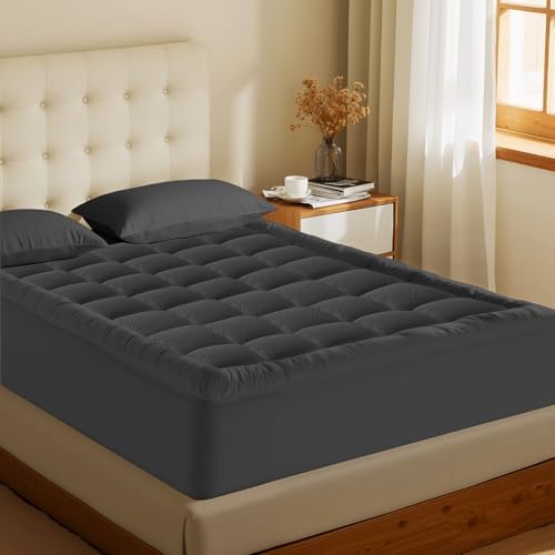 MATBEBY King Size Mattress Pad - Cooling Breathable Dark Grey 78x80 Inches