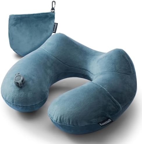 Keemall Inflatable Travel Neck Pillow for Airplane Comfort