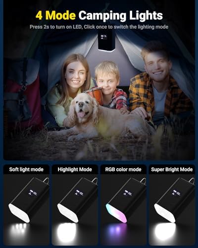 OMQ Portable Air Pump with Camping Lantern and LED Display