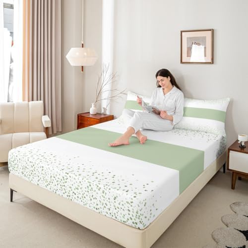 Castle Fairy White Green Fitted Sheet Twin Set with Pillowcase 1